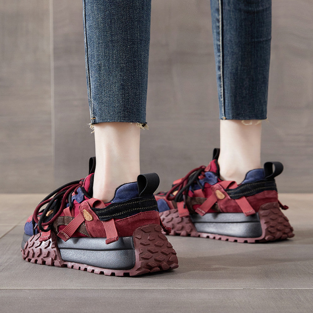 European station old shoes women s 2025 autumn new genuine leather thick sole heightening Forrest Gump shoes hot style super hot sports shoes image 47