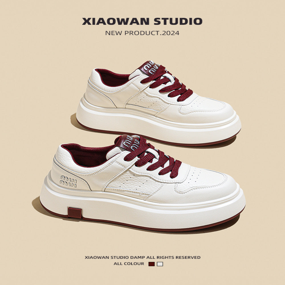 Thick soled genuine leather white shoes for women in the autumn of 2025 popular new items versatile super hot height increasing lightweight sports and leisure board shoes image 4