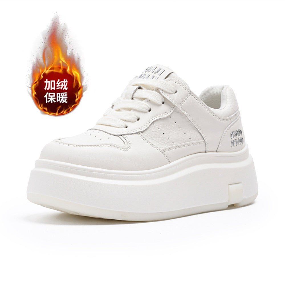 Thick soled genuine leather white shoes for women in the autumn of 2025 popular new items versatile super hot height increasing lightweight sports and leisure board shoes image 52