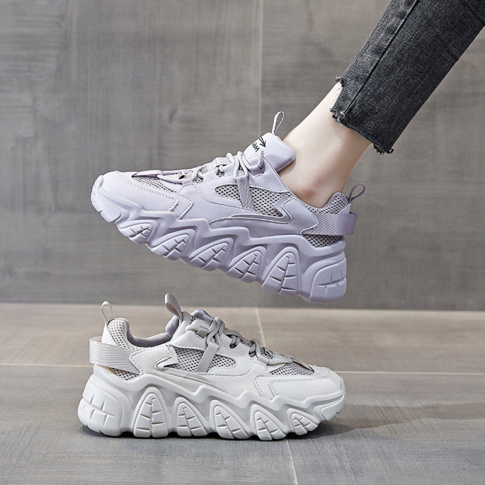 Genuine leather dad shoes for women summer 2025 new style popular all match thick soled breathable casual sports shoes ins trend image 2