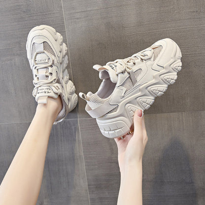 Genuine leather dad shoes for women summer 2025 new style popular all match thick soled breathable casual sports shoes ins trend image 3