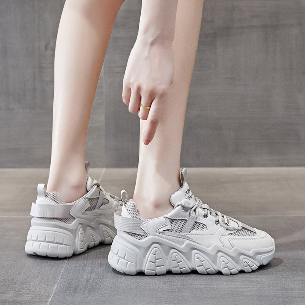 Genuine leather dad shoes for women summer 2025 new style popular all match thick soled breathable casual sports shoes ins trend image 4