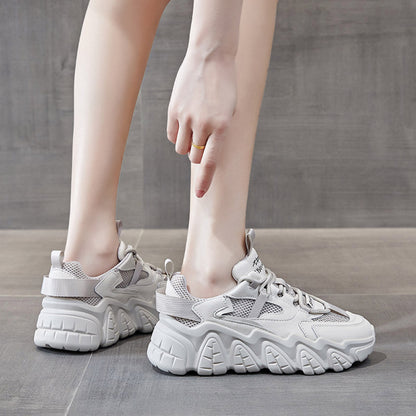 Genuine leather dad shoes for women summer 2025 new style popular all match thick soled breathable casual sports shoes ins trend image 4