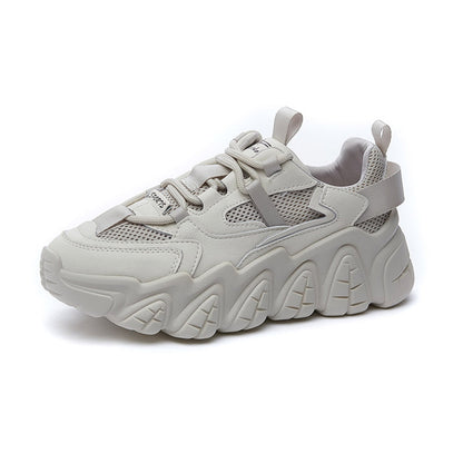 Genuine leather dad shoes for women summer 2025 new style popular all match thick soled breathable casual sports shoes ins trend
