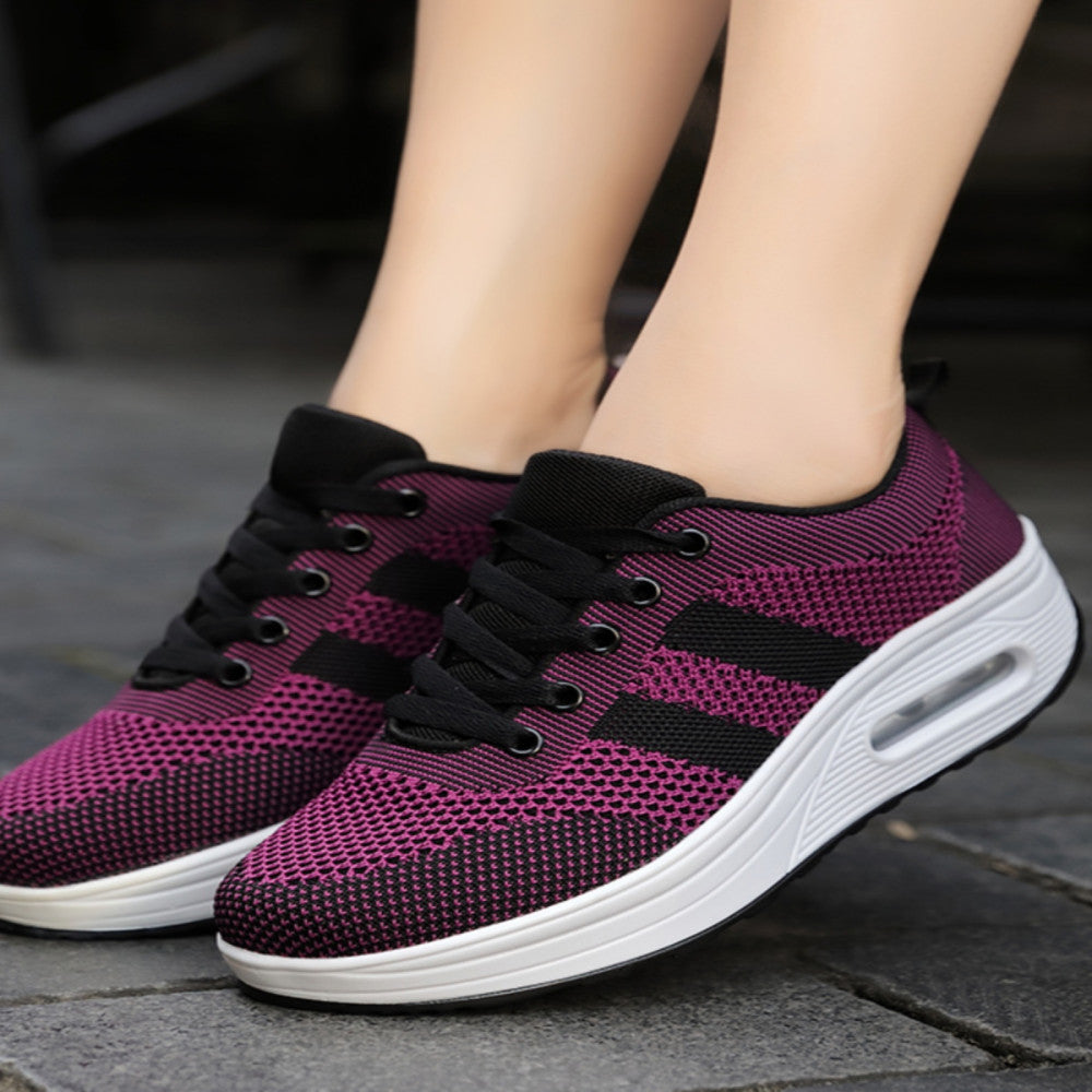 Women s sports shoes mesh breathable casual shoes 2024 new thick sole height increase non slip rocking shoes women s travel shoes image 18