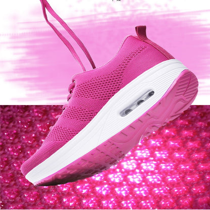 Women s sports shoes mesh breathable casual shoes 2024 new thick sole height increase non slip rocking shoes women s travel shoes image 20