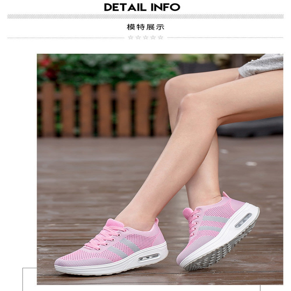 Women s sports shoes mesh breathable casual shoes 2024 new thick sole height increase non slip rocking shoes women s travel shoes image 21