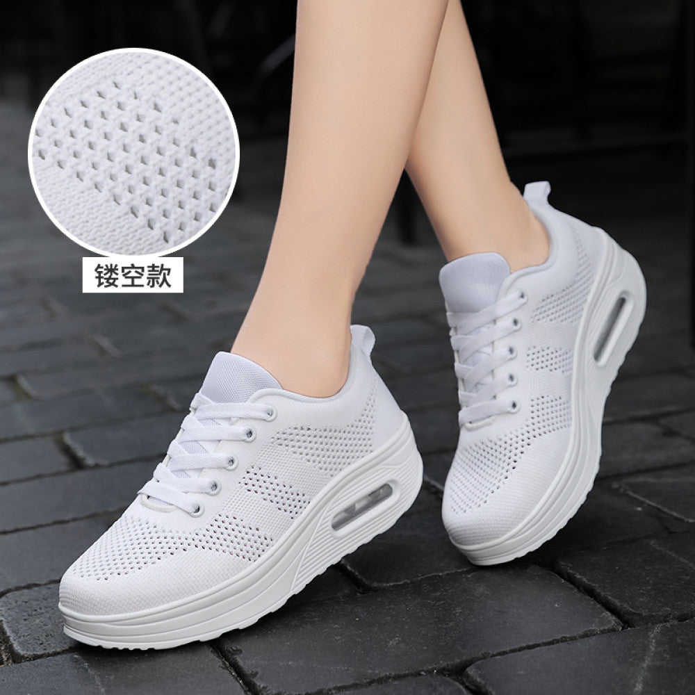 Women s sports shoes mesh breathable casual shoes 2024 new thick sole height increase non slip rocking shoes women s travel shoes image 28