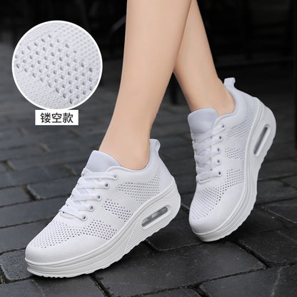 Women s sports shoes mesh breathable casual shoes 2024 new thick sole height increase non slip rocking shoes women s travel shoes image 28