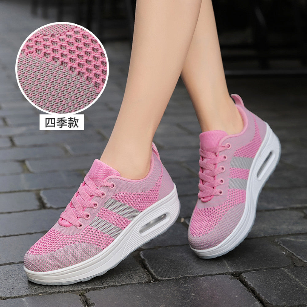 Women s sports shoes mesh breathable casual shoes 2024 new thick sole height increase non slip rocking shoes women s travel shoes image 128