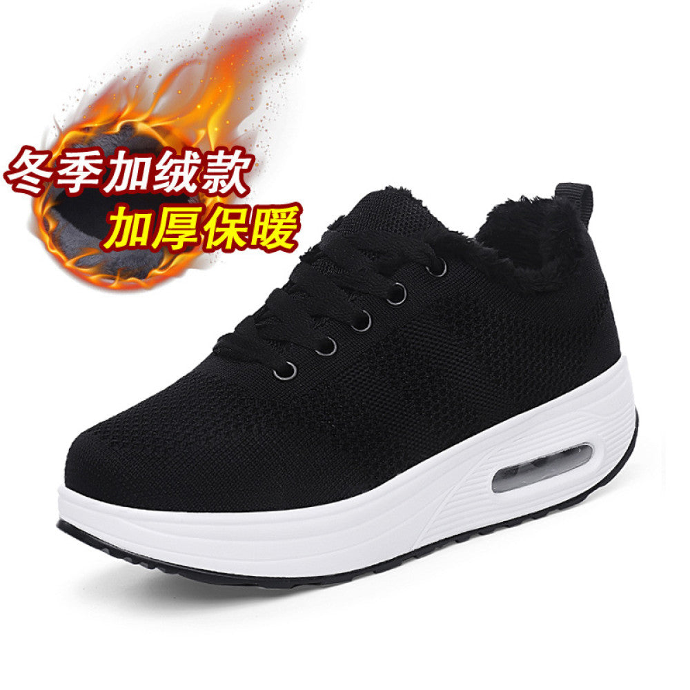 Women s sports shoes mesh breathable casual shoes 2024 new thick sole height increase non slip rocking shoes women s travel shoes image 14