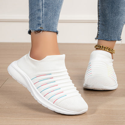 Fashionable casual shoes for women breathable mesh slip on shoes four season sock shoes large size loose and lightweight image 2