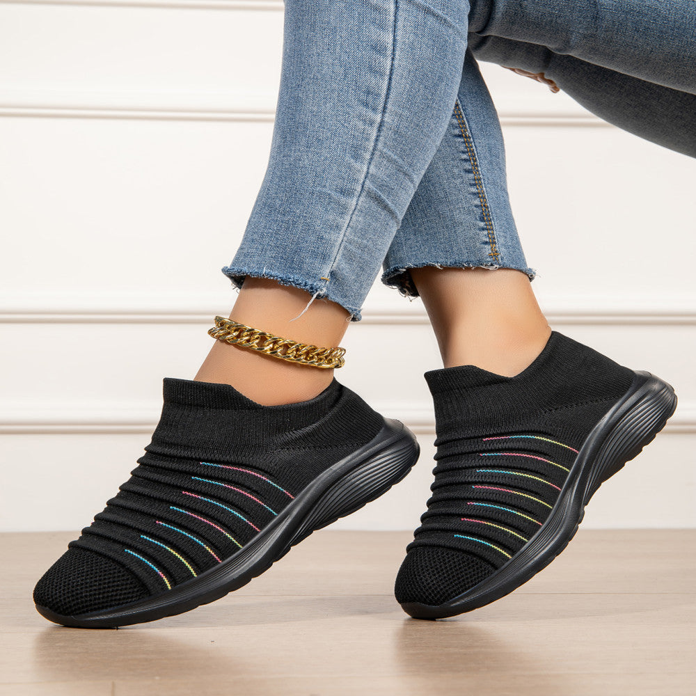 Fashionable casual shoes for women breathable mesh slip on shoes four season sock shoes large size loose and lightweight image 3