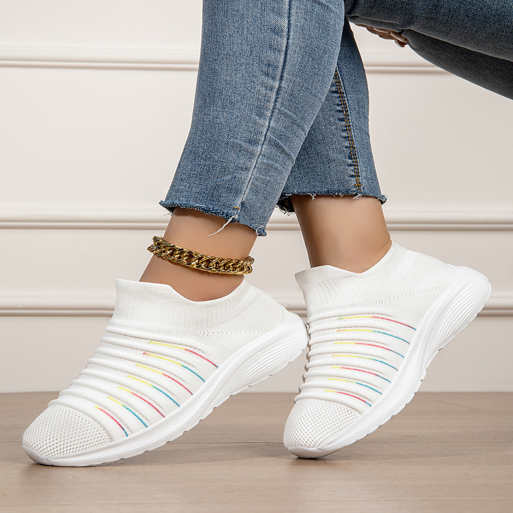 Fashionable casual shoes for women breathable mesh slip on shoes four season sock shoes large size loose and lightweight image 4