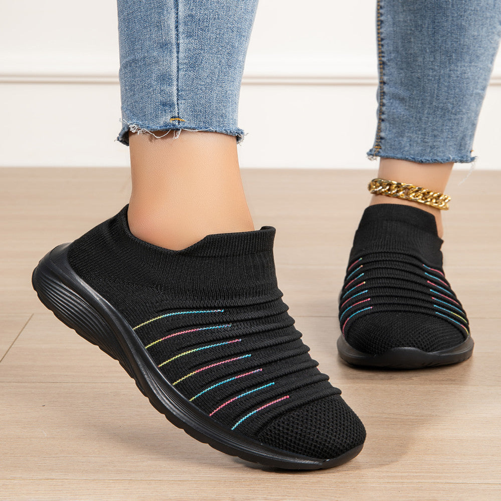 Fashionable casual shoes for women breathable mesh slip on shoes four season sock shoes large size loose and lightweight image 0