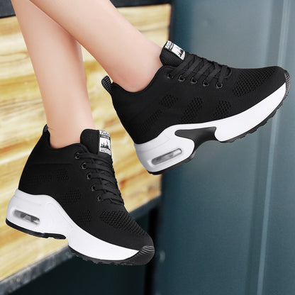 8cm invisible height enhancing thick soled sports shoes for petite women mesh breathable casual shoes for women travel shoes image 0