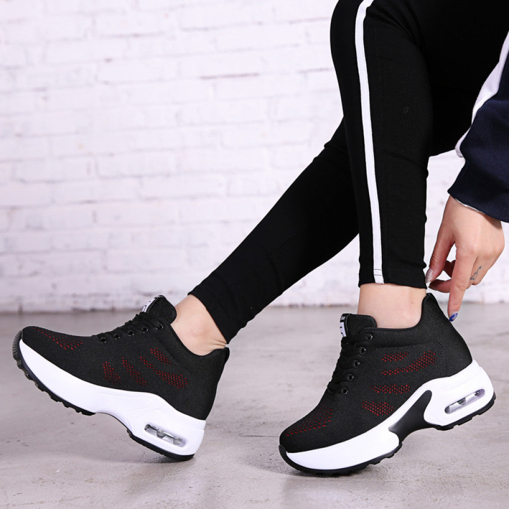 8cm invisible height enhancing thick soled sports shoes for petite women mesh breathable casual shoes for women travel shoes