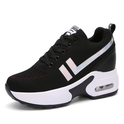 8cm invisible height enhancing thick soled sports shoes for petite women mesh breathable casual shoes for women travel shoes
