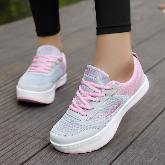 Negative heel shoes for women in summer lumbar and cervical spine mesh breathable front high and low walking shoes stretching fitness shoes casual shoes