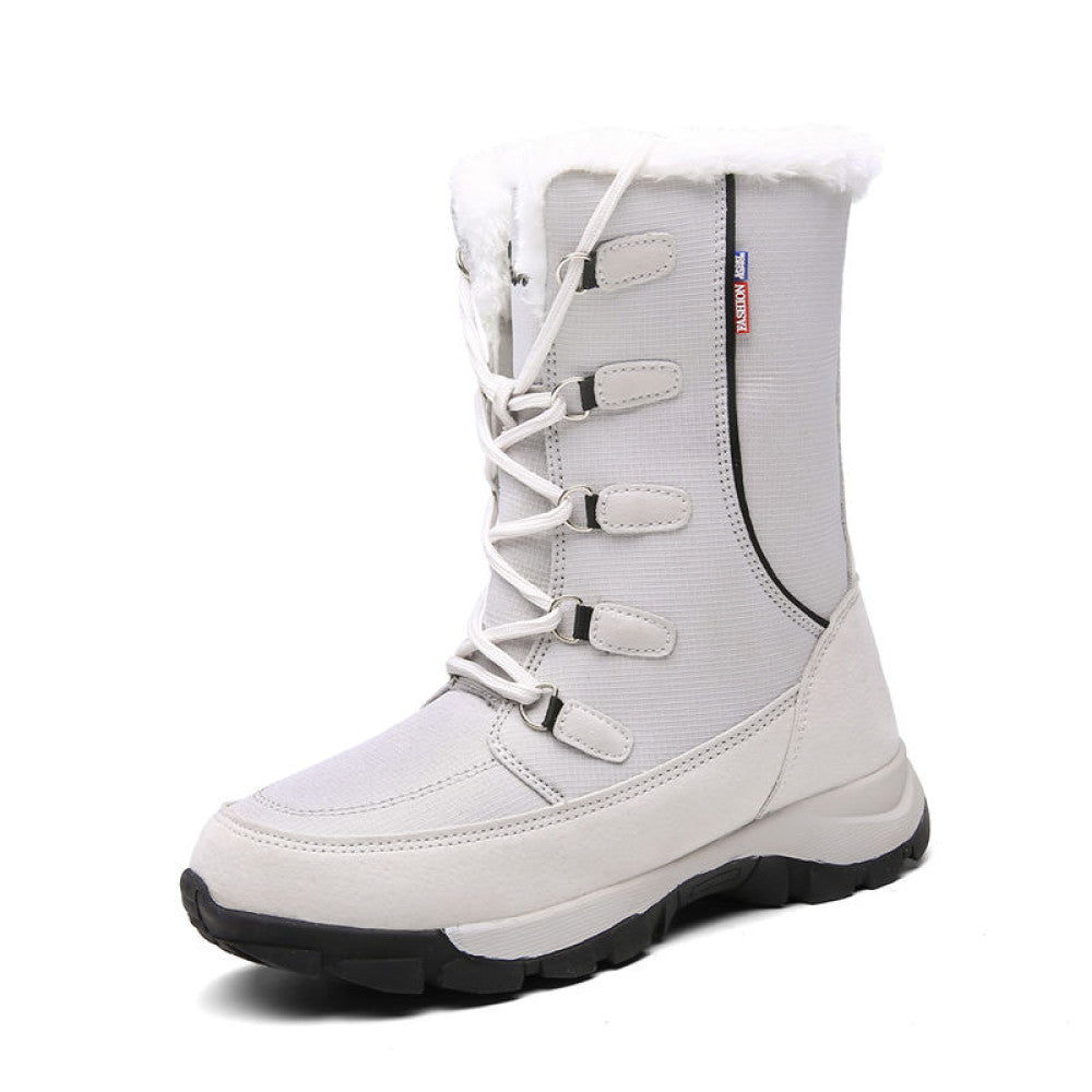 Middle aged and elderly women s winter sports cotton shoes with thick fleece warm and anti slip high top snow boots short boots waterproof northeast large size image 21