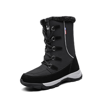 Middle aged and elderly women s winter sports cotton shoes with thick fleece warm and anti slip high top snow boots short boots waterproof northeast large size image 35