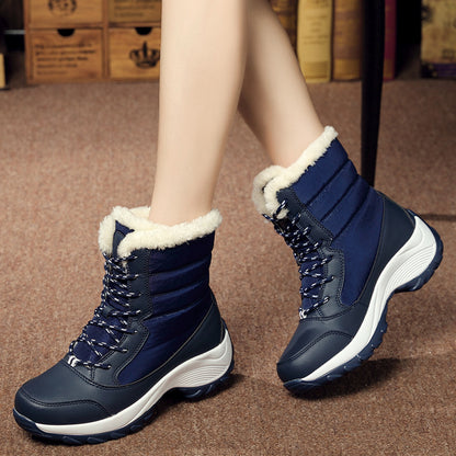 Snow boots for women in winter thickened with fleece for warmth and anti slip sports cotton shoes for women high cut short boots small size waterproof northeast boots