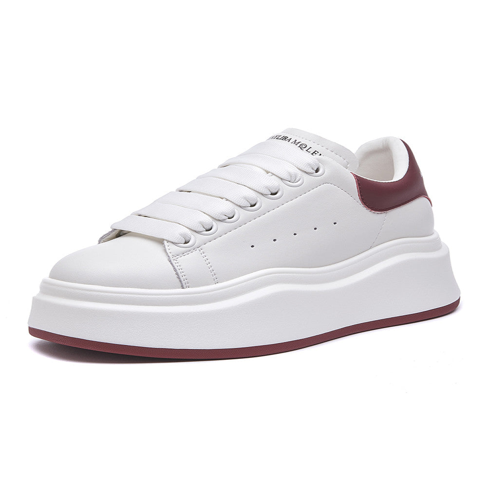 High end McQueen white shoes for women 2025 autumn new genuine leather versatile thick soled height enhancing platform casual sneakers image 5