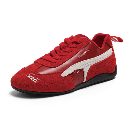Retro Forrest Gander training shoes for women 2025 autumn new color matching all match flat bottom genuine leather breathable casual sports shoes