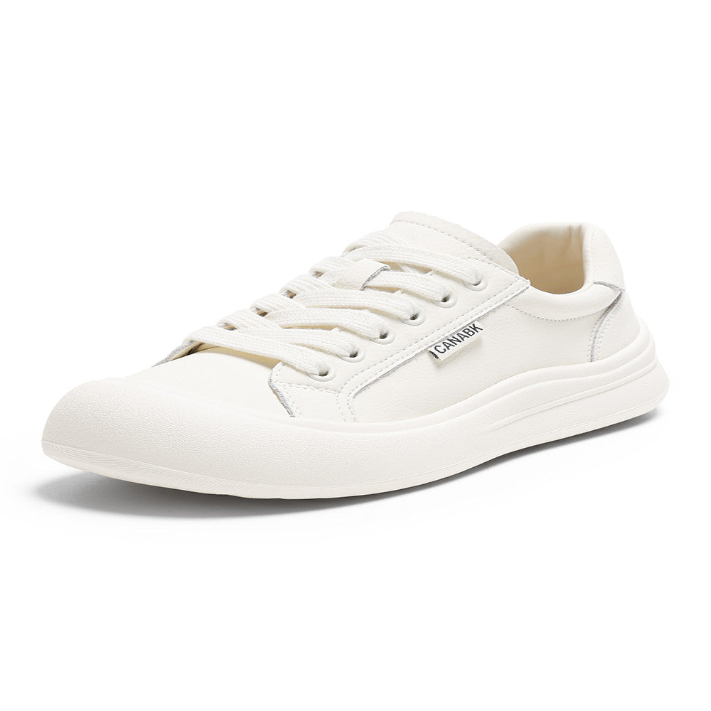 Real leather round toe lace up white shoes for women 2025 new autumn versatile fashion thin breathable sports and leisure board shoes image 5