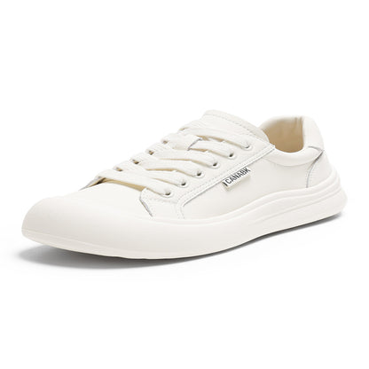 Real leather round toe lace up white shoes for women 2025 new autumn versatile fashion thin breathable sports and leisure board shoes image 5