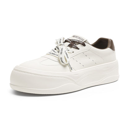 Height enhancing thick soled shoes for women 2025 autumn new lightweight and versatile big head sports casual platform genuine leather white shoes image 5