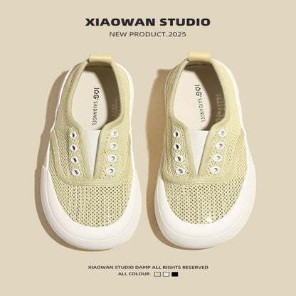 2025 Summer New Style Women s Mesh Breathable Slip On Slip On Canvas Shoes All match Sequined Casual Sneakers image 3