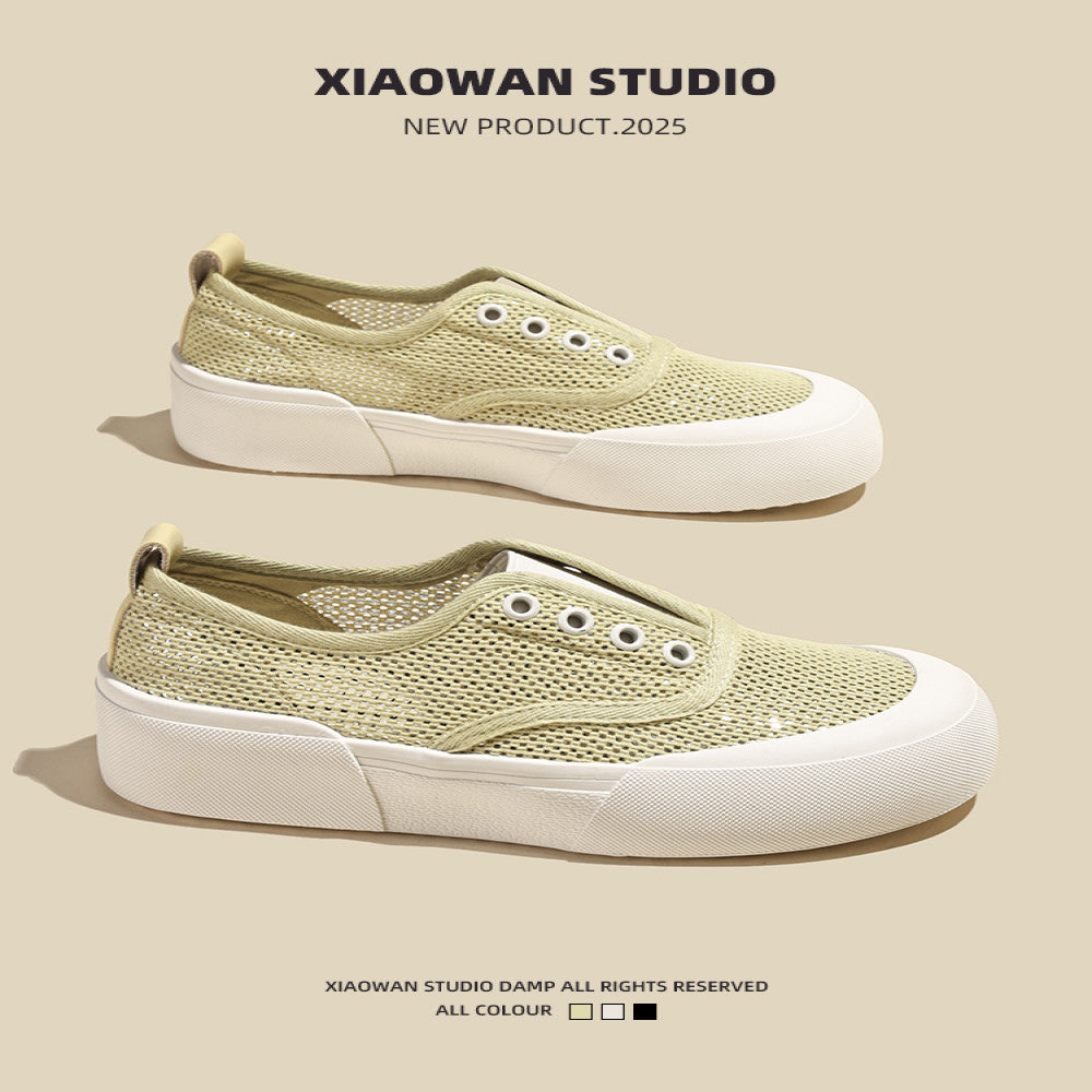 2025 Summer New Style Women s Mesh Breathable Slip On Slip On Canvas Shoes All match Sequined Casual Sneakers image 4