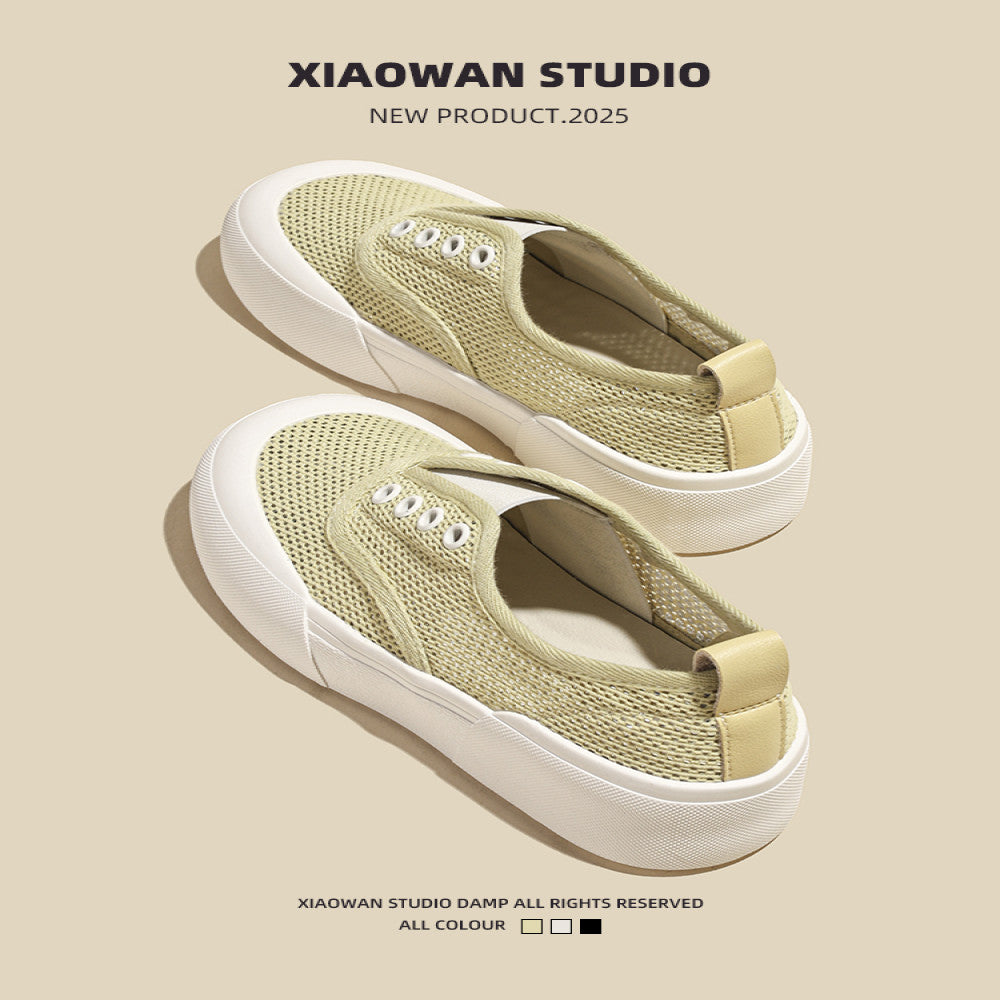 2025 Summer New Style Women s Mesh Breathable Slip On Slip On Canvas Shoes All match Sequined Casual Sneakers image 0