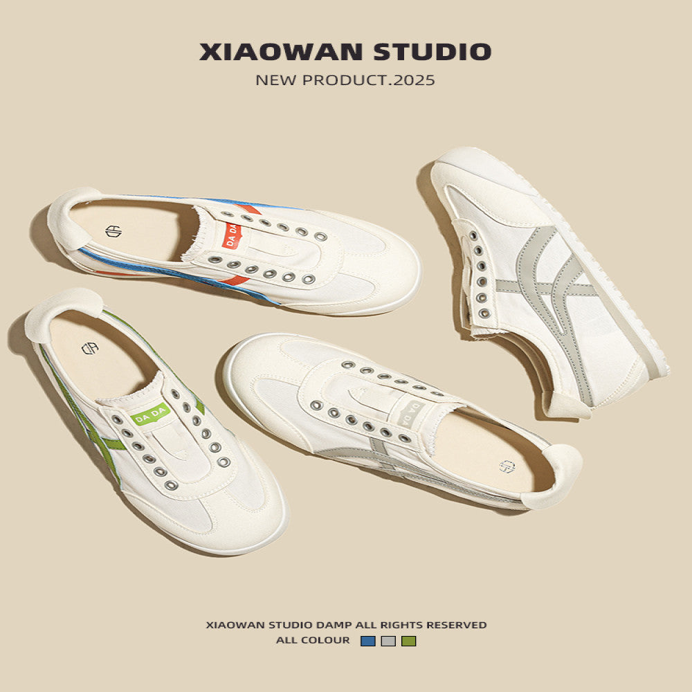 Thin breathable canvas shoes for women in the summer of 2025 versatile and casual Forrest Gump women s shoes for lazy people to step on white shoes image 2