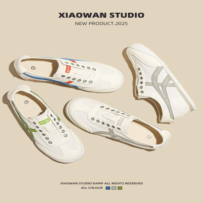 Thin breathable canvas shoes for women in the summer of 2025 versatile and casual Forrest Gump women s shoes for lazy people to step on white shoes image 2