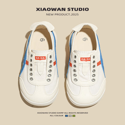 Thin breathable canvas shoes for women in the summer of 2025 versatile and casual Forrest Gump women s shoes for lazy people to step on white shoes image 3