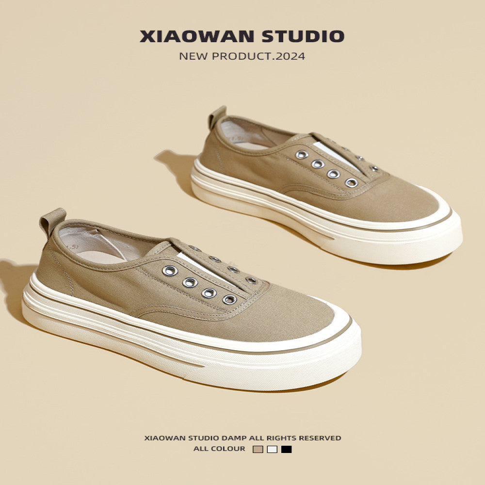 Thick soled slip on canvas shoes for women 2025 new summer thin versatile breathable white shoes casual loafers image 3