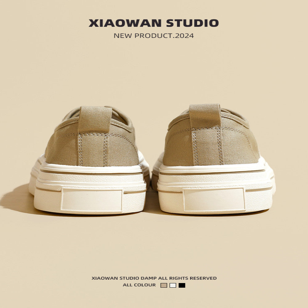 Thick soled slip on canvas shoes for women 2025 new summer thin versatile breathable white shoes casual loafers image 4