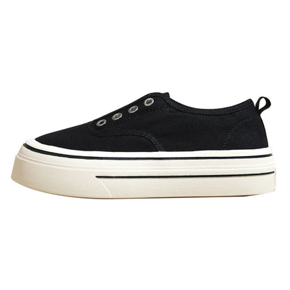 Thick soled slip on canvas shoes for women 2025 new summer thin versatile breathable white shoes casual loafers image 32