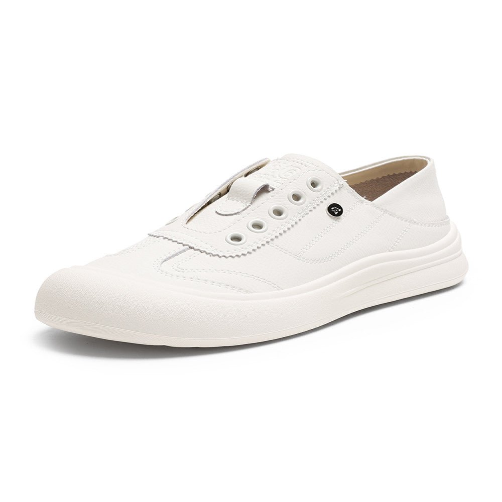 Real leather double wearing white shoes for women 2025 autumn new style one foot lazy loafers thick soled sports and leisure board shoes image 5