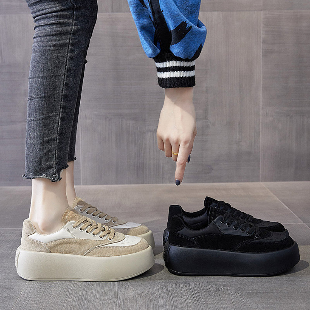 Thick soled bread shoes for women 2024 autumn new Korean version of all match canvas shoes ins trendy platform shoes casual sneakers image 33