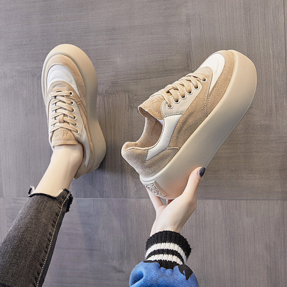 Thick soled bread shoes for women 2024 autumn new Korean version of all match canvas shoes ins trendy platform shoes casual sneakers image 34