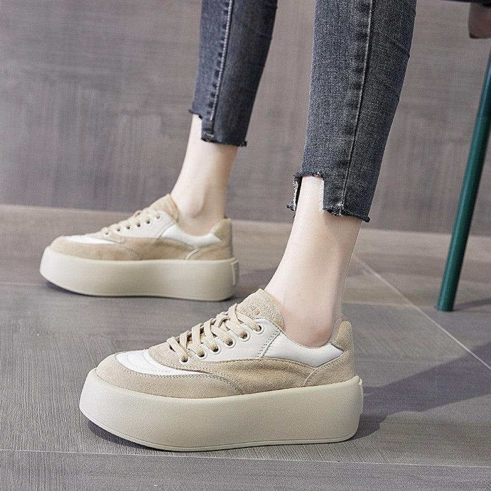 Thick soled bread shoes for women 2024 autumn new Korean version of all match canvas shoes ins trendy platform shoes casual sneakers image 35
