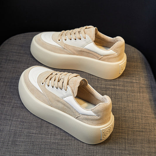 Thick soled bread shoes for women 2024 autumn new Korean version of all match canvas shoes ins trendy platform shoes casual sneakers