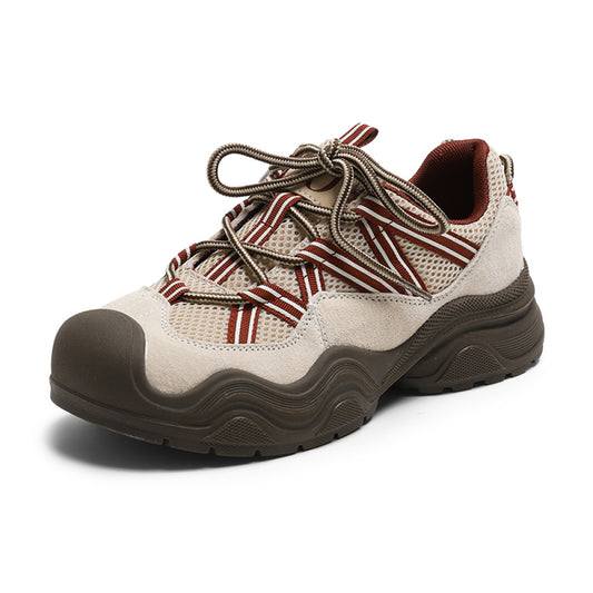 Thick soled height increasing dad shoes women s 2025 autumn new lightweight and versatile casual sports shoes outdoor hiking and mountaineering shoes