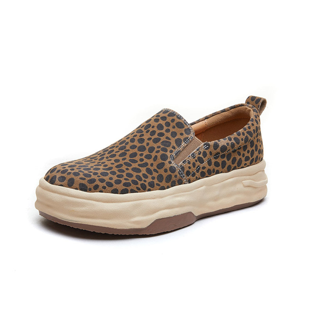 2024 autumn new style loafers for women genuine leather leopard print shoes versatile thick soled casual sneakers slip on lazy shoes image 13