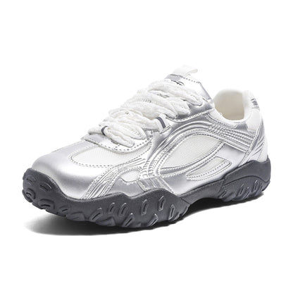 Real leather thick sole height increasing ballet training shoes for women in summer 2025 new casual versatile sports shoes breathable Forrest Gump shoes