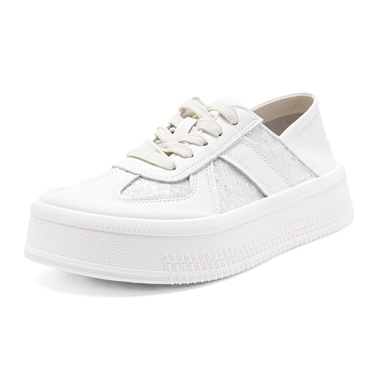 Thick soled thin breathable white shoes for women 2025 spring new style popular all match fashion silver casual sports shoes