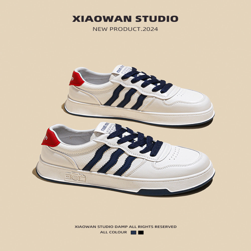 Thick soled explosive super hot white shoes for women in spring 2025 new leather versatile casual sports board shoes round toe single shoes image 4